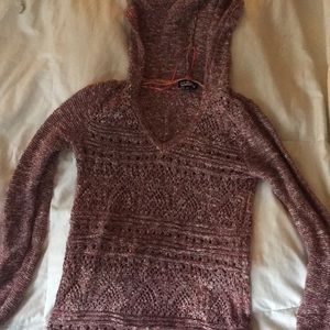 Hooded red marled sweater